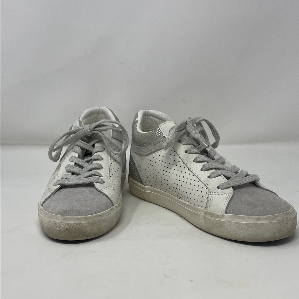 Vintage Havana White & Light Gray Perforated Leather Sneakers Size 7.5